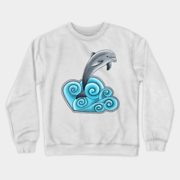 Dolphin in the Waves Crewneck Sweatshirt by monitdesign